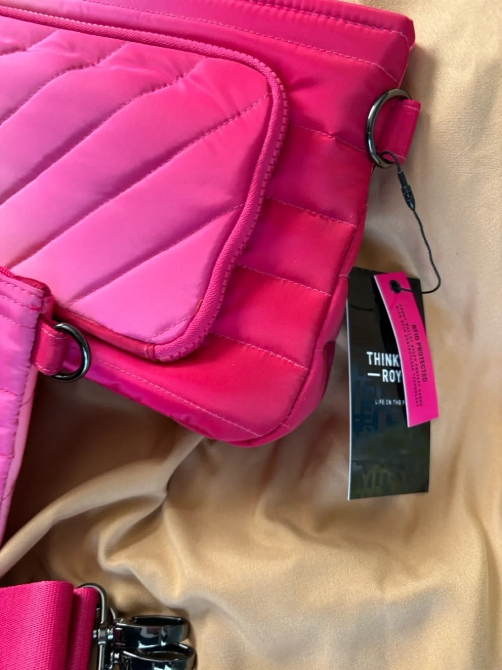 THINK ROYLN Quilted Hot Pink Tablet Sleeve Set with Detachable Strap